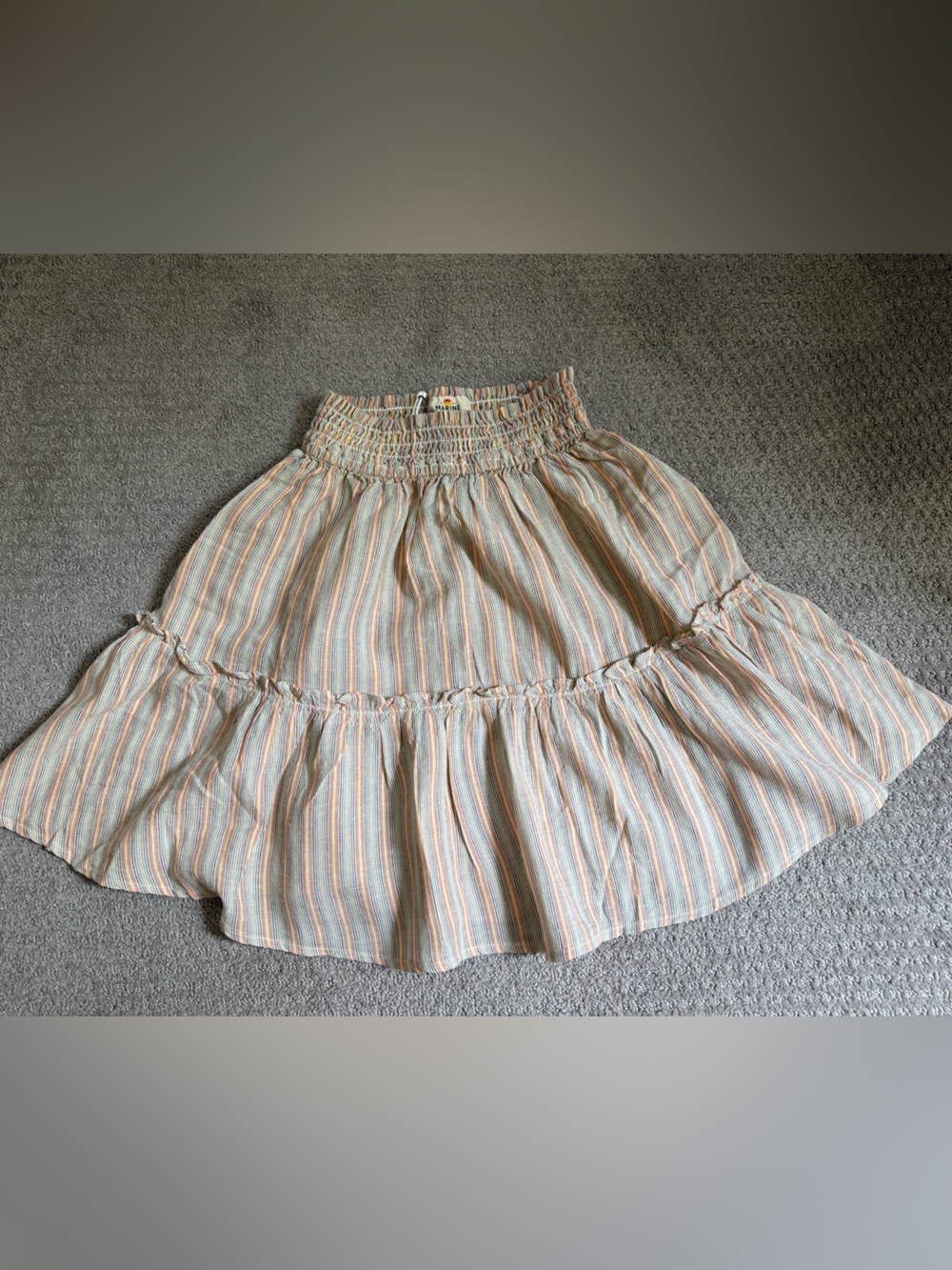 Marine Layer Striped Tiered Smocked-Waist Women's Mini Skirt - Pastel Multi